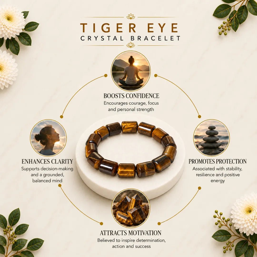 Close-up of cylindrical tiger eye bracelet beads
