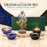 Deepawali Glow Set – Decorative Diwali Diya Set with 7 Chakra Tree (4 Crystal Diyas)