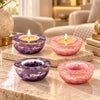 Diwali Diya Duo with amethyst and rose quartz crystal tea light holders – what's inside