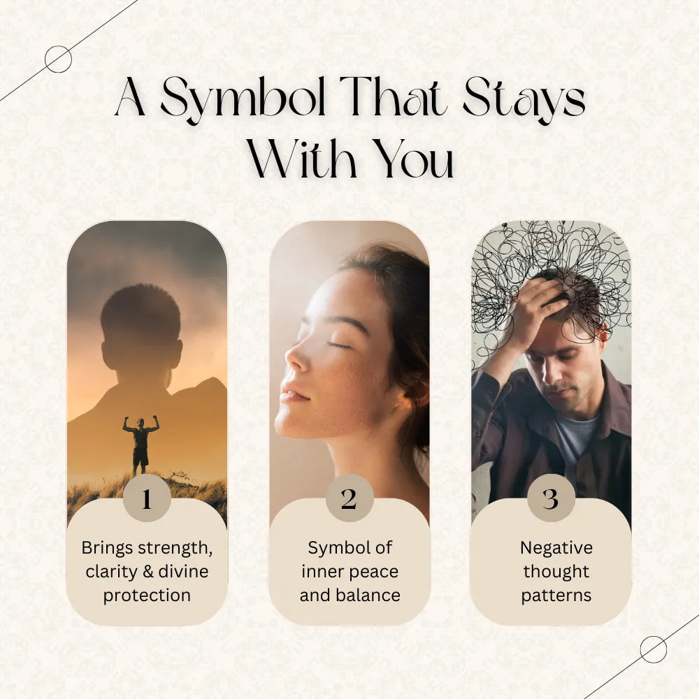 Three cards with symbols and descriptions of their meanings on a light background.