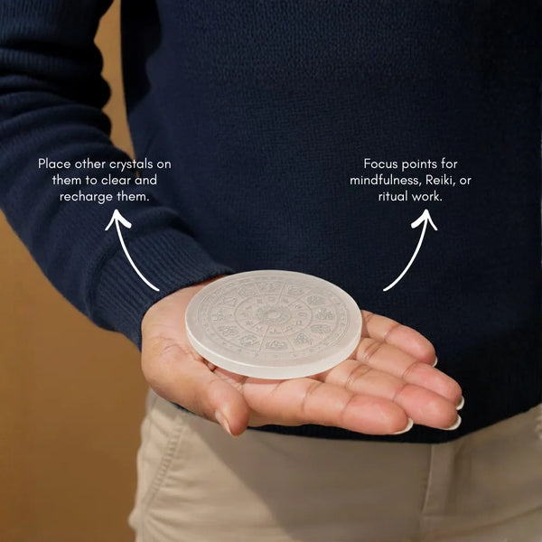 Zodiac Sign Selenite Charging Plate