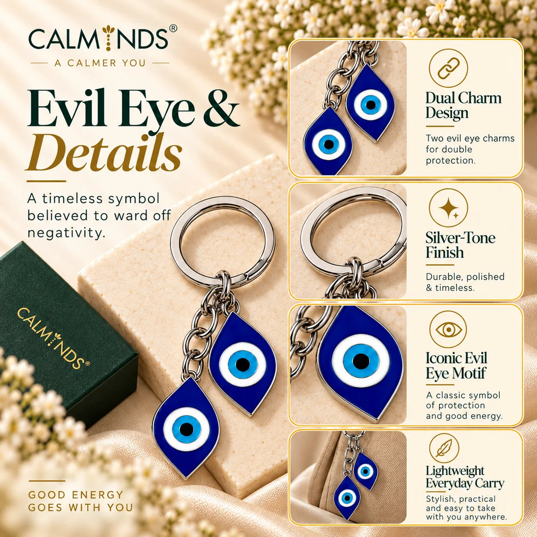 Evil Eye chain keychain detail