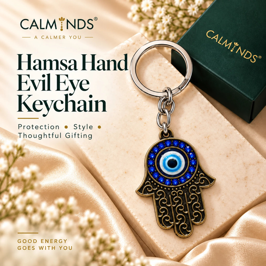 Evil eye keychain accessory for keys and bags