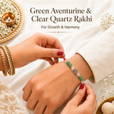 Green Aventurine & Clear Quartz — Fresh Start Om Stone Rakhi for Brother