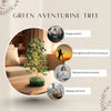 Decorative green tree with text on its benefits in a home setting