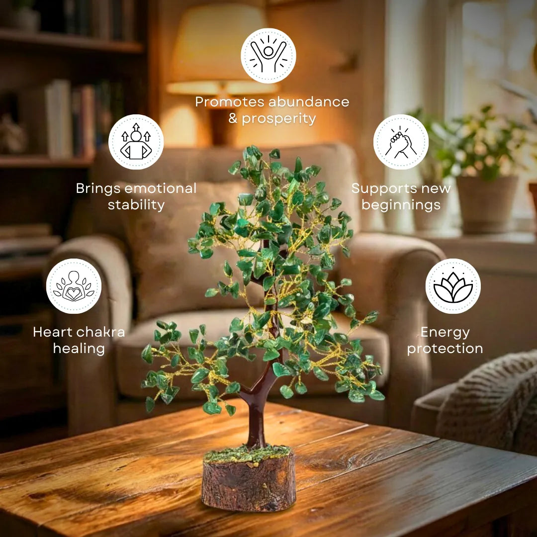 Benefits of the green aventurine crystal tree for luck and growth