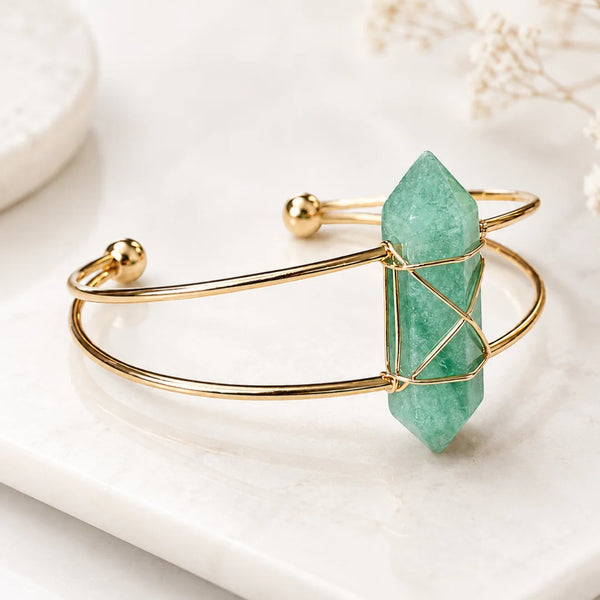 Green Aventurine Double Pointed Bracelet for Luck & Growth