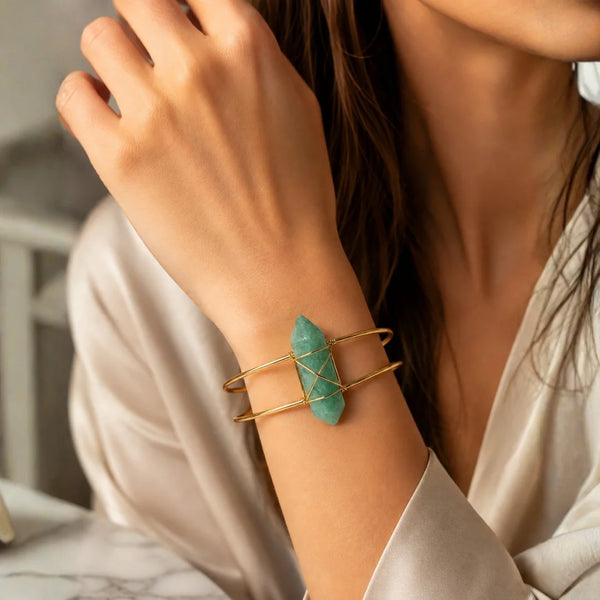 Green Aventurine Double Pointed Bracelet for Luck & Growth