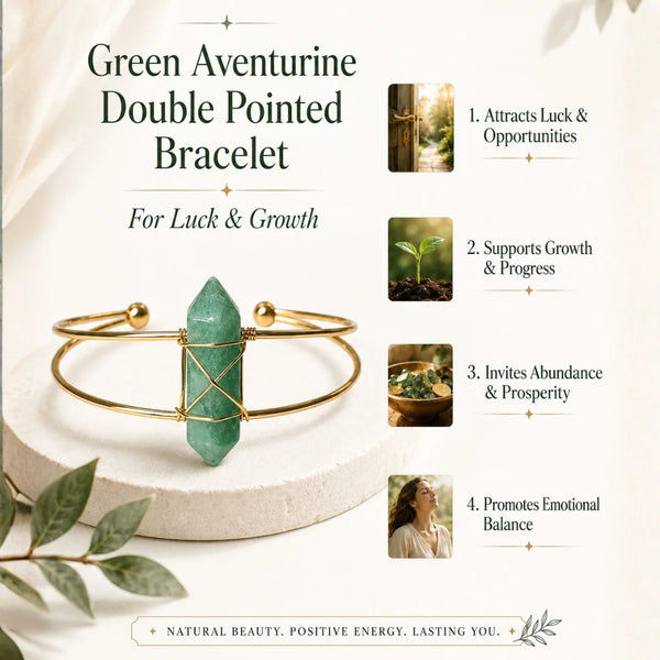 Green Aventurine Double Pointed Bracelet for Luck & Growth