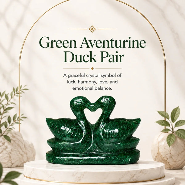 Green Aventurine Duck Pair – Crystal Love Birds for Harmony, Luck & Heart Chakra Balance