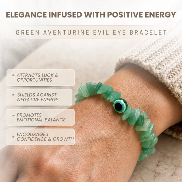 Green Aventurine Evil Eye Protection Bracelet | Natural Crystal Bracelet