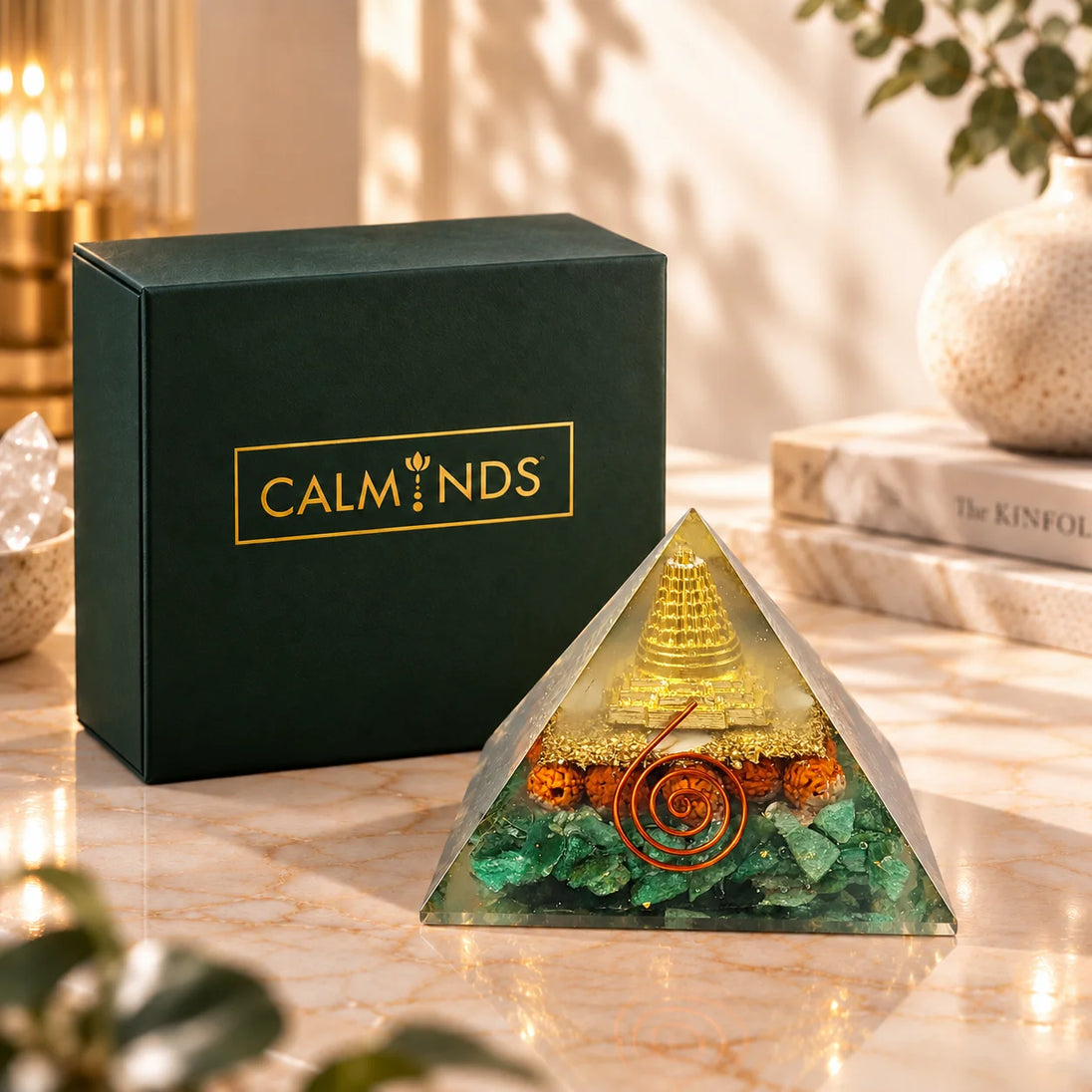 Green Aventurine Orgonite Pyramid | Prosperity Crystal Pyramid – product image