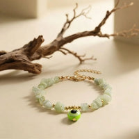Natural Green Jade Evil Eye Chain Bracelet for Everyday Wear