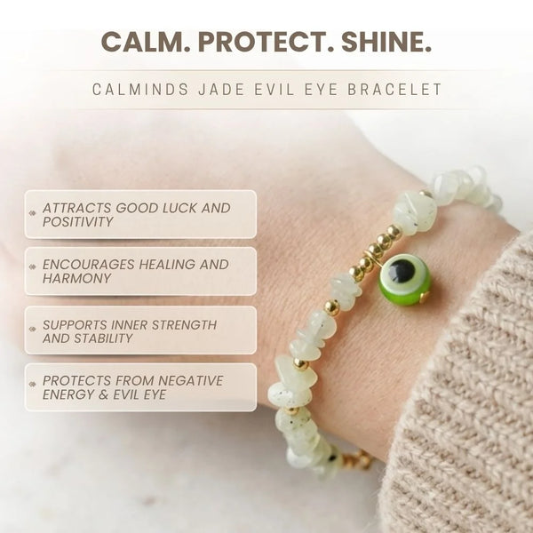 Natural Green Jade Evil Eye Chain Bracelet for Everyday Wear