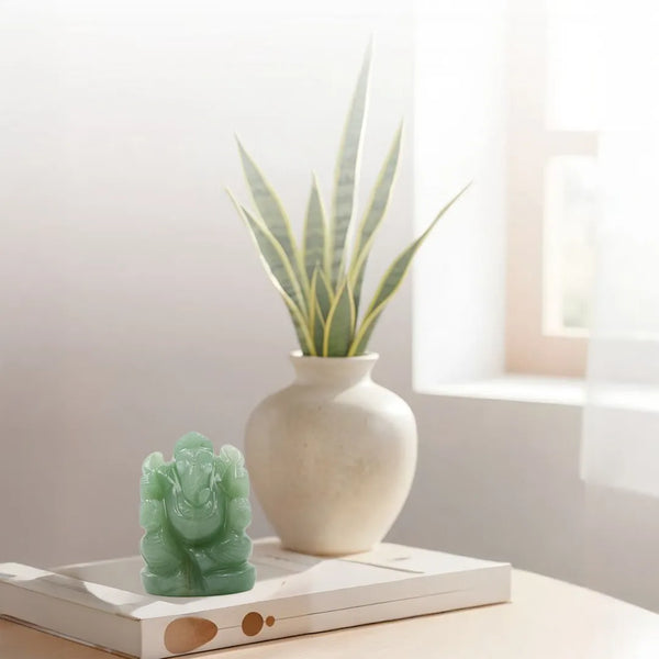 Natural Green Jade Ganesha Idol