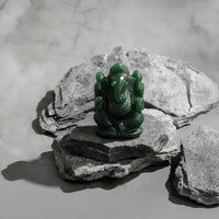 Certified Green Jade Ganesha Idol (3 Inch) for Wealth & Prosperity