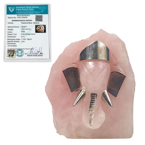 Handcrafted Rose Quartz Ganesh Figurine