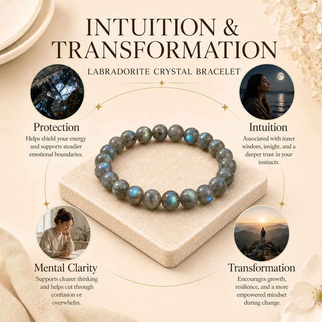 Labradorite Crystal Bracelet for intuition and protection