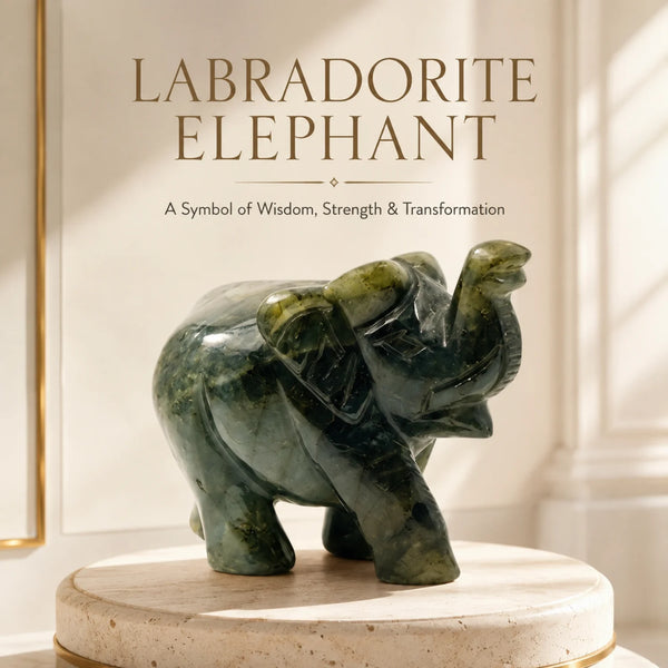 Labradorite Elephant Figurine | Natural Stone Elephant Décor