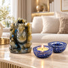 Labradorite Ganesha puja set with lapis lazuli crystal diyas – what's inside