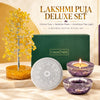 Lakshmi Puja deluxe set with citrine tree, selenite plate and amethyst tea light