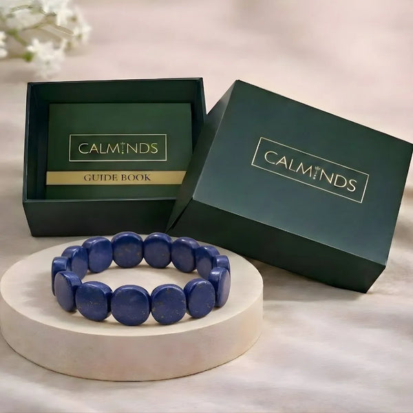 Natural Lapis Lazuli Flat Bead Bracelet | Wisdom Stone