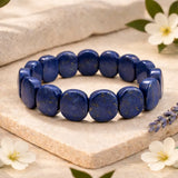 Natural Lapis Lazuli Flat Bead Bracelet | Wisdom Stone