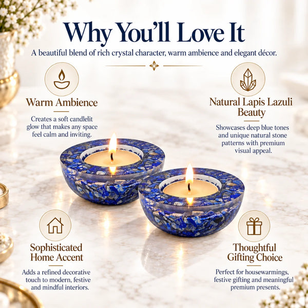 Lapis Lazuli Tea Light Candle Holder (Set of 2)