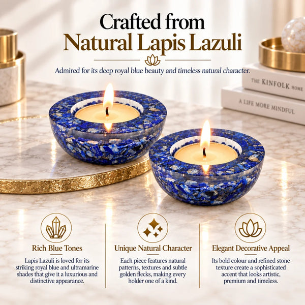 Lapis Lazuli Tea Light Candle Holder (Set of 2)