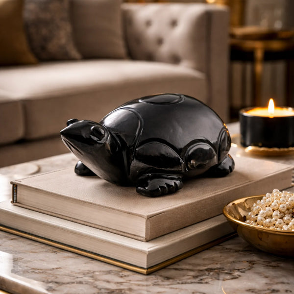 Luxury Black Onyx Turtle Sculpture | Protection Décor