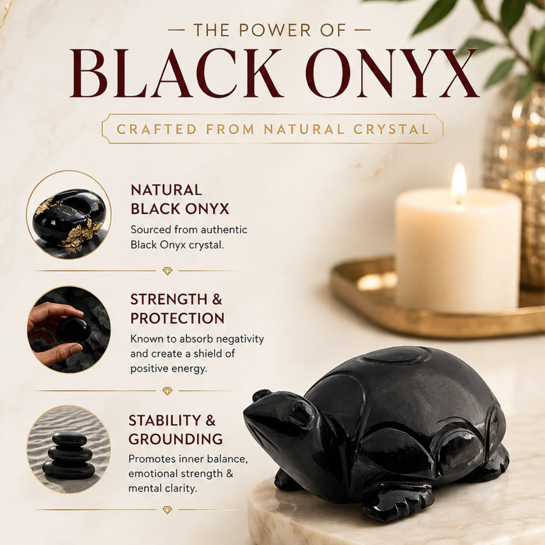 Black Onyx Turtle shown at an angle