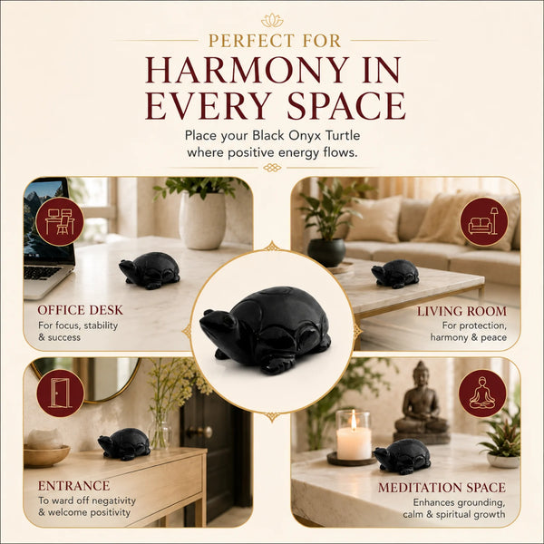 Luxury Black Onyx Turtle Sculpture | Protection Décor