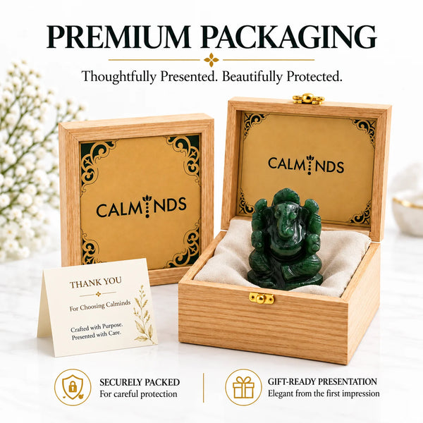Certified Green Jade Ganesha Idol (3 Inch) for Wealth & Prosperity