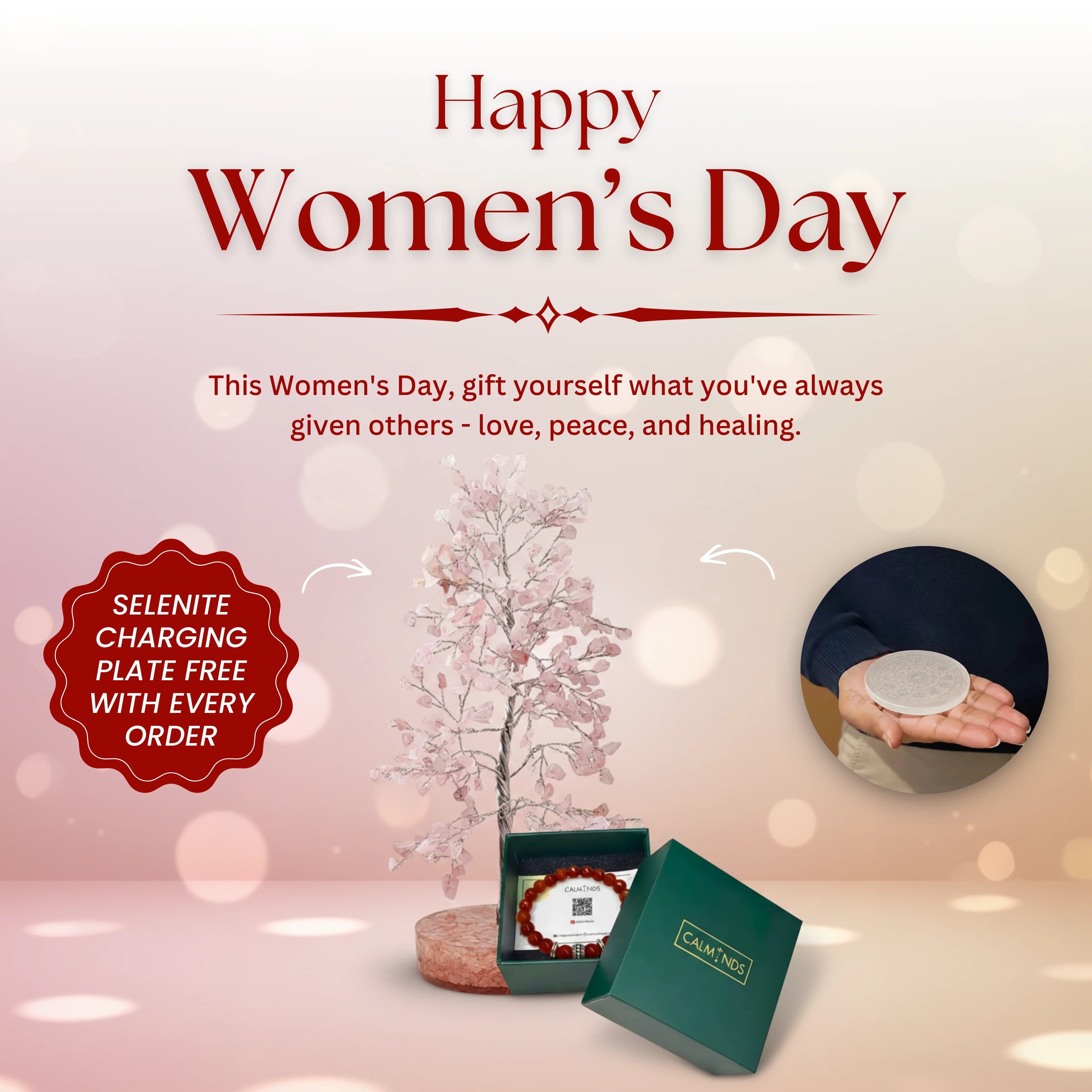 Advertisement for a women's day gift with a sephiroth product and promotional text.