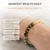 money magnet bracelet benefits on wrist with text highlighting