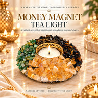 Money Magnet Tea Light | Natural Crystal Tea Light Holder for Puja, Décor & Gifting