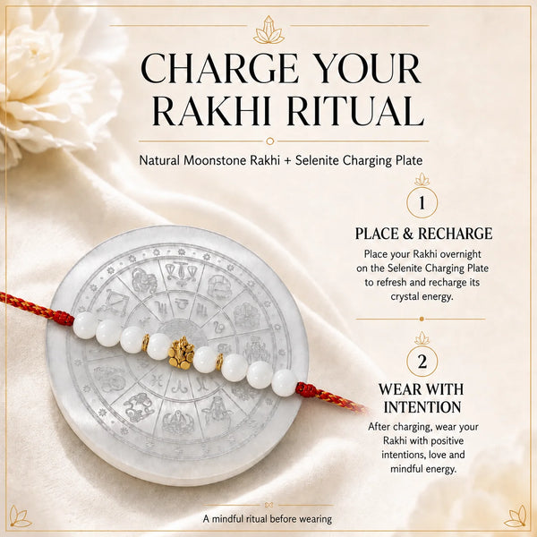 Natural Moonstone - Divine Blessings Rakhi for Brother