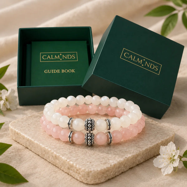 Moonstone & Rose Quartz Bracelet Pair