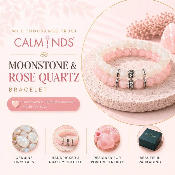 Moonstone & Rose Quartz Bracelet Pair