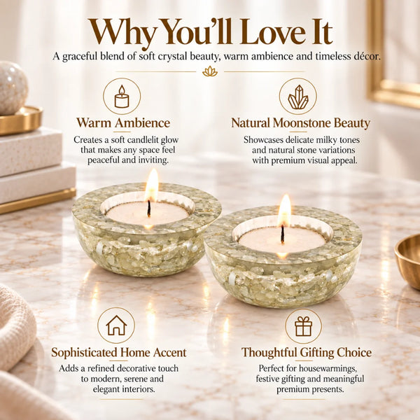 Moonstone Tea Light Candle Holder set