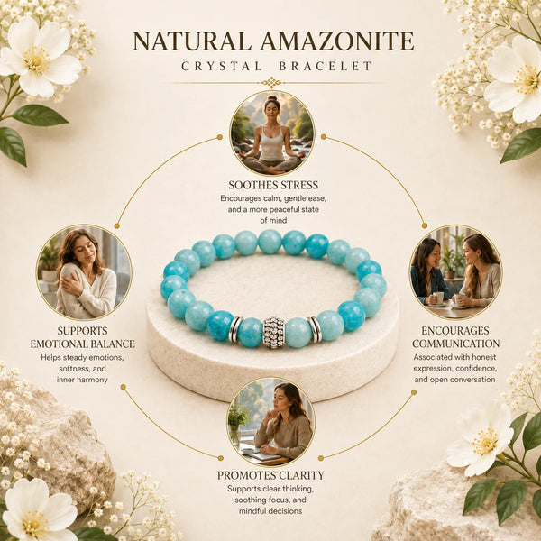 Natural Amazonite Bracelet for Stress, Anxiety & Emotional Balance (8mm)