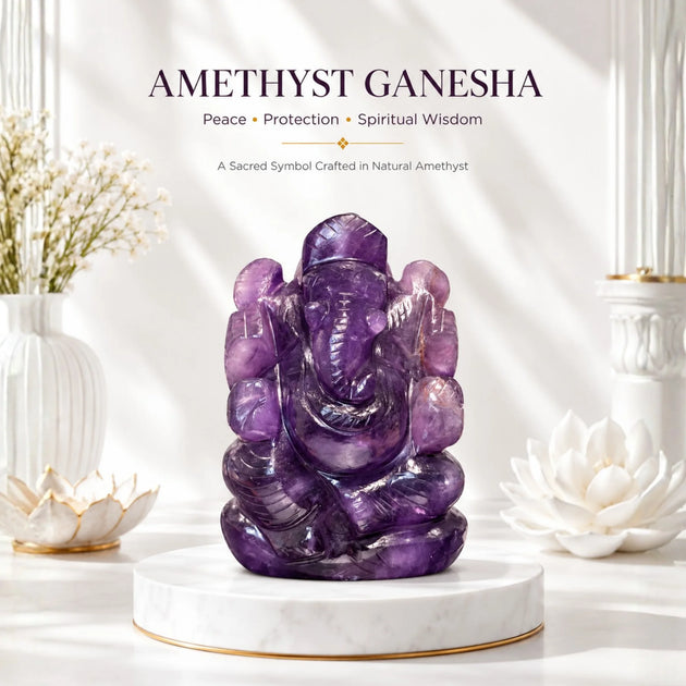 Natural Amethyst Ganesha Idol for peace, protection and spiritual wisdom