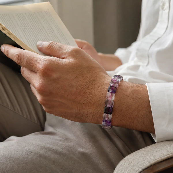Natural Amethyst Oval Crystal Bracelet for Calm, Clarity & Spiritual Growth