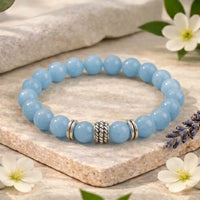 Aquamarine Crystal Bracelet for Anxiety, Calmness & Communication - (8mm)