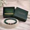 Calminds Natural Bloodstone Bracelet close-up showing green and red stone beads