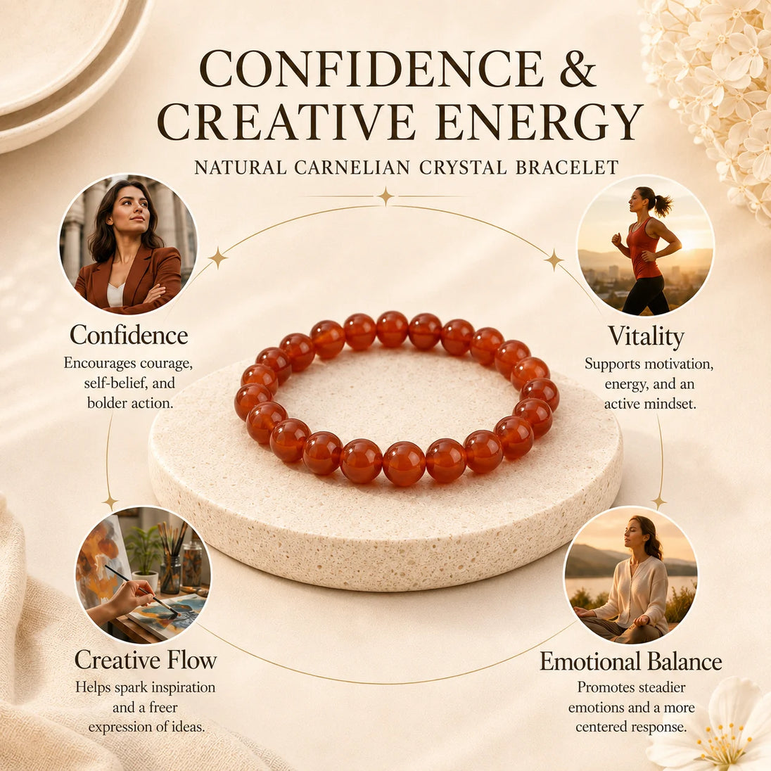 Natural Carnelian Bracelet for confidence and creativity