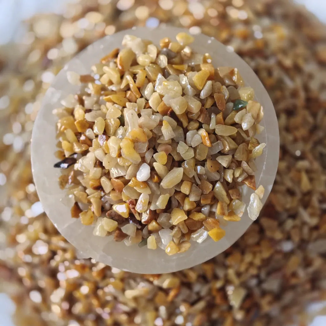 Golden yellow citrine crystal chips