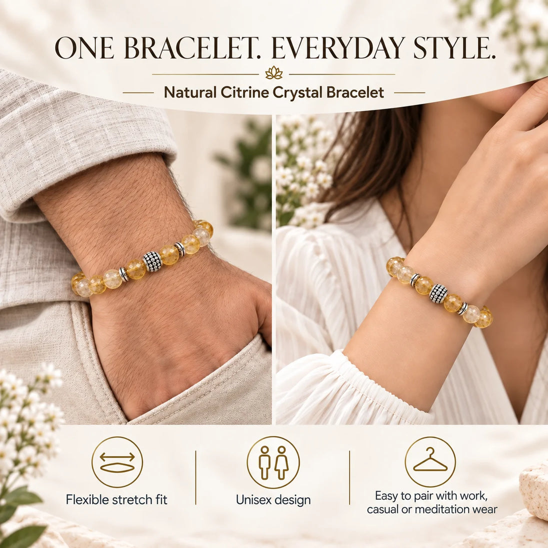 Natural Citrine Faceted Bracelet – 8mm Beads for Wealth & Success – product image