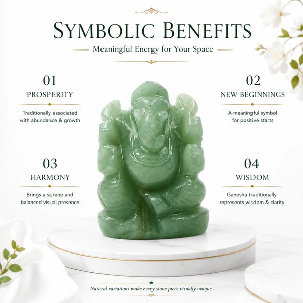 Natural Green Jade Ganesha Idol