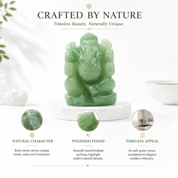 Natural Green Jade Ganesha Idol